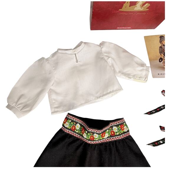 American Girl Kirsten Winter Outfit Skirt Blouse Hair Ties Pleasant Co 1993 Box - Picture 7 of 9